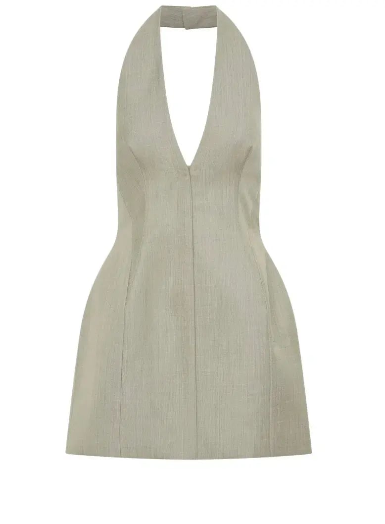 Camilla and Marc Pompidou Halter Neck Mini Dress in Green Olive Marle Size 10 photo 5