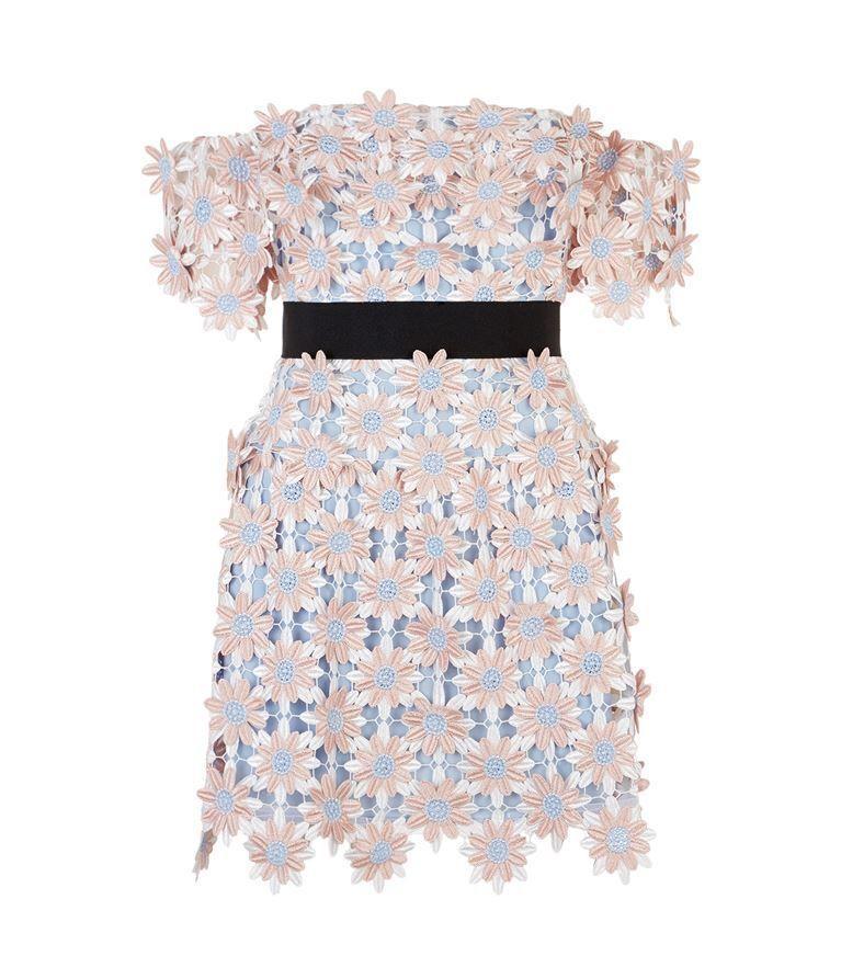 Self Portrait 3D Floral Mini Dress Size 10 photo 3