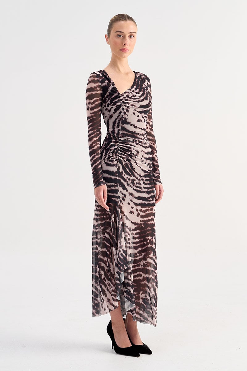 SUBOO ALEXIS LONG SLEEVE MAXI DRESS - ANIMAL photo 2