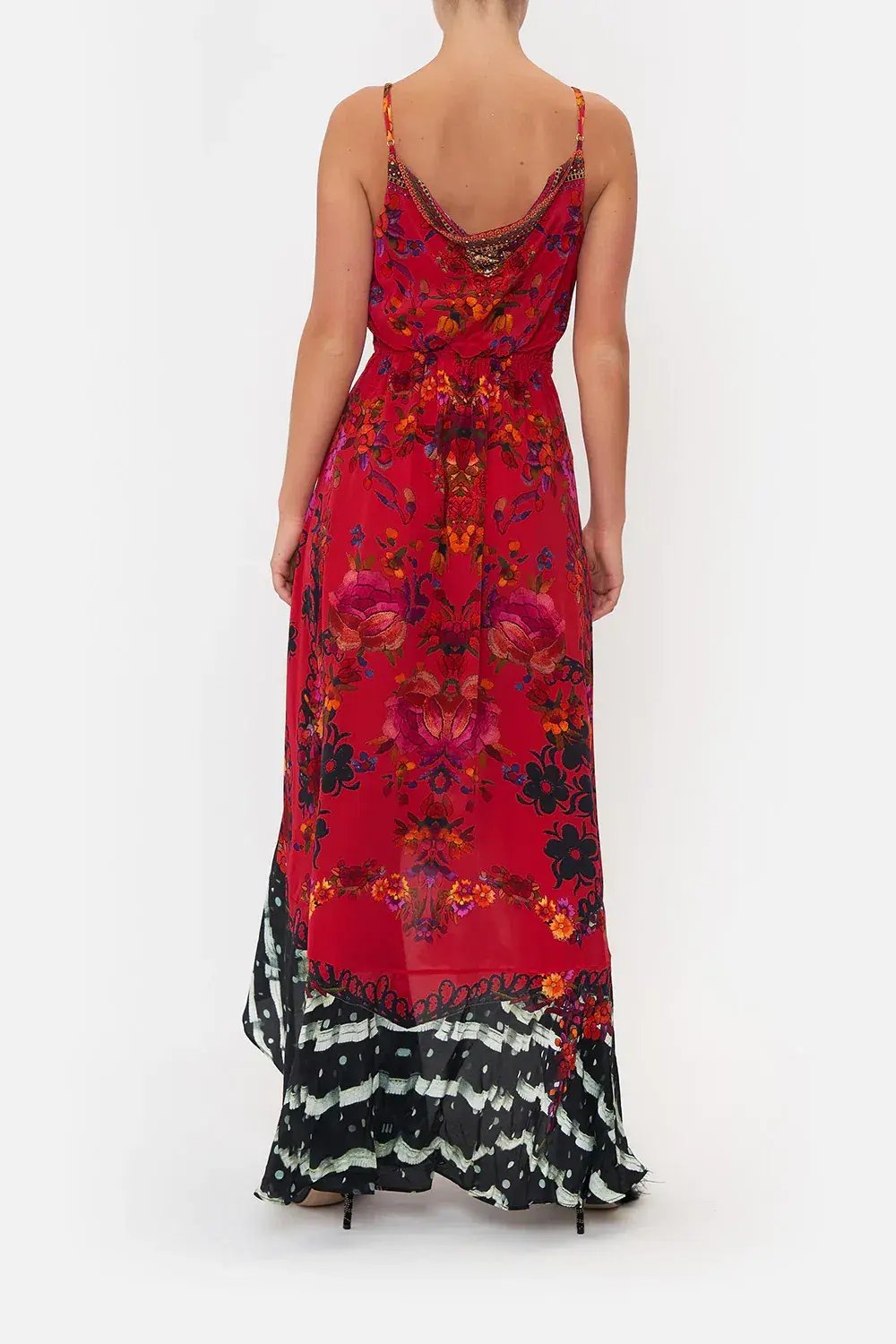 Camilla Draped Front Wrap Dress Red Multi Size 10 photo 4