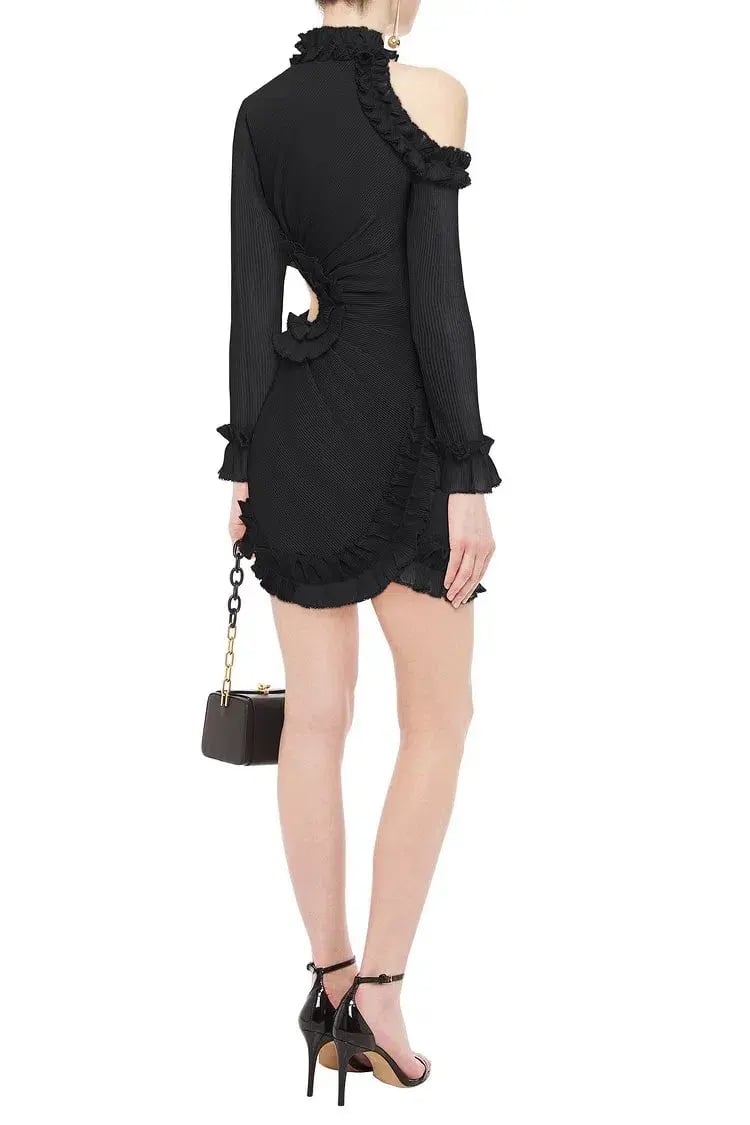 Zimmerman Moncur Asymmetric Mini Dress Black Size 0 / AU 8 photo 3