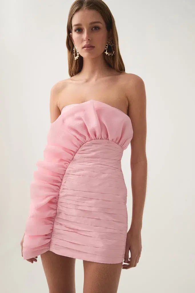 Aje Telma Ruffle Micro Mini Dress Pink Quartz Size 10 photo 2