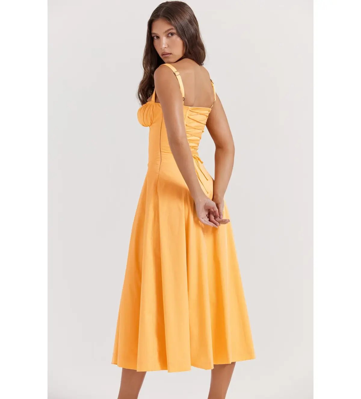 House of CB Carmen Bustier Midi Sundress Tangerine Size XS/AU 6 photo 3