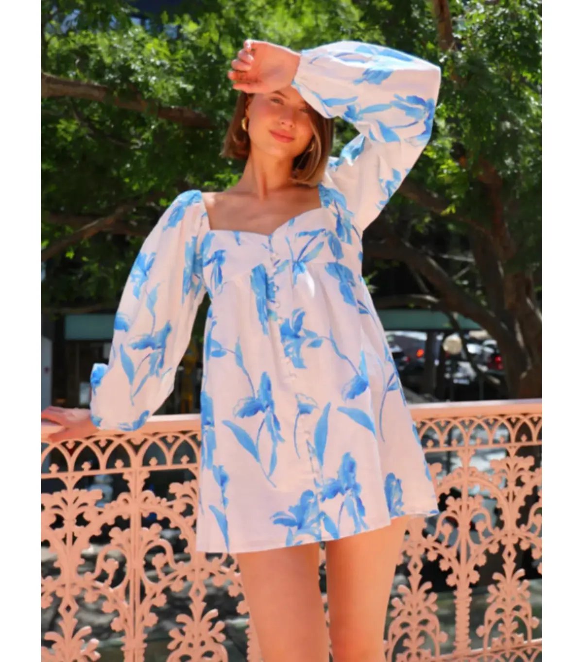 Issy Sweetheart Babydoll Dress in Blue Floral Print Size AU 14 photo 2