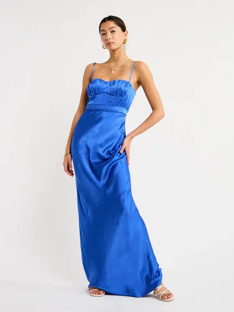 Shona Joy Oliviera Ruched Maxi Dress Blue Size 8 photo 4
