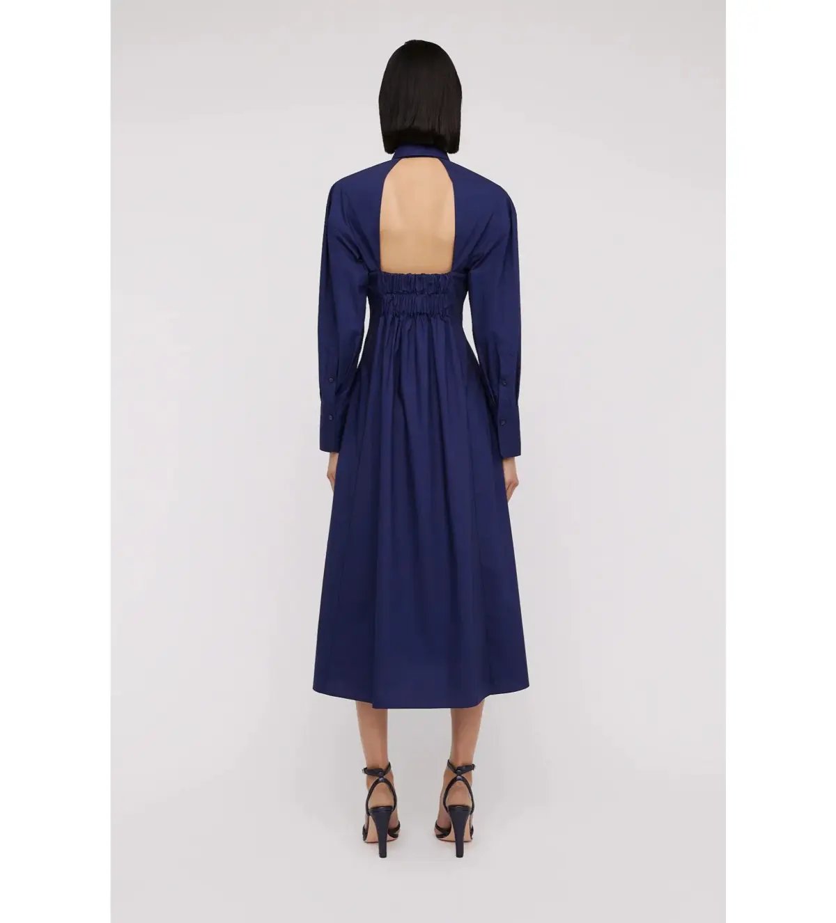 Scanlan Theodore Parachute Cut Out Shirt Midi Dress Navy Size AU 10 photo 3