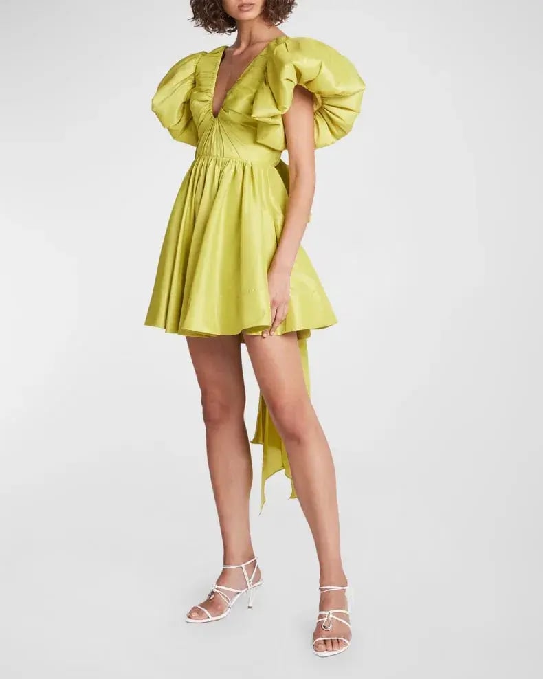 Aje Gretta Bow Back Puff Sleeve Mini Dress Green Size 10 photo 3