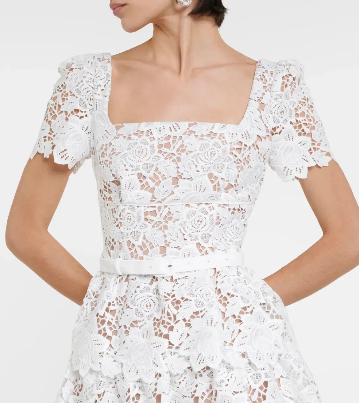 Self Portrait Bridal Lace Mini Dress White Size AU 8 photo 2