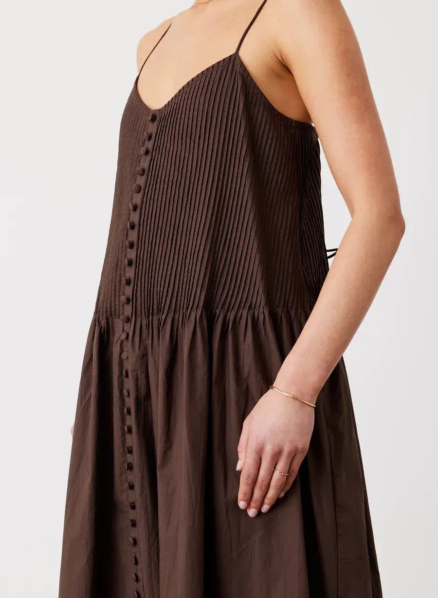 Joslin Lucia Organic Cotton Maxi Dress Chocolate Brown Size 10 photo 2