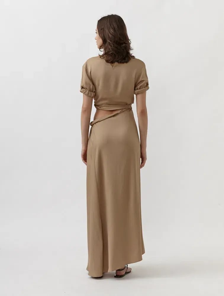 Christopher Esber Rolled Up Tee Dress in Tan Nude Size 8 photo 3