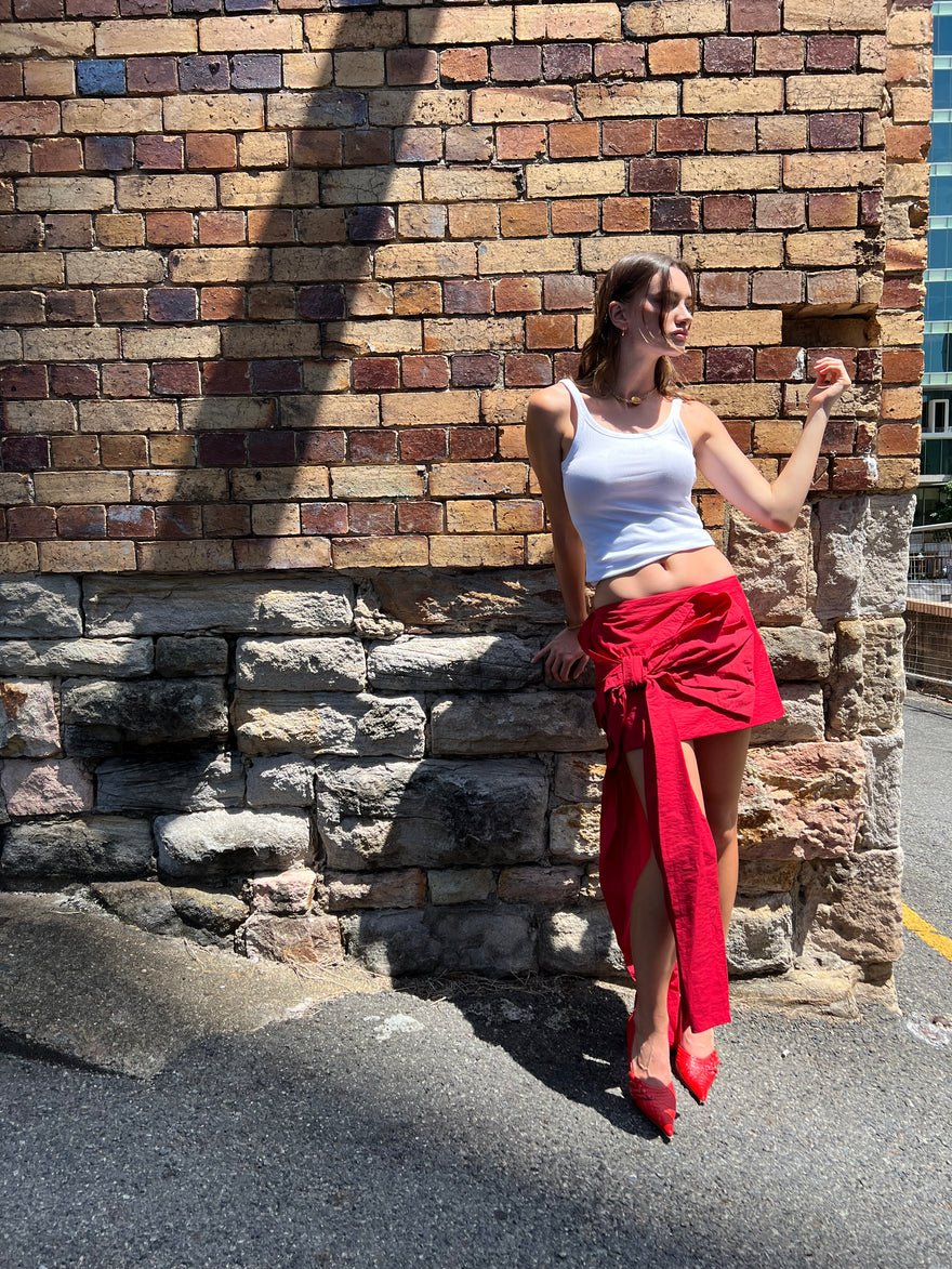 Acne Studios Red Bow Mini Skirt photo 4