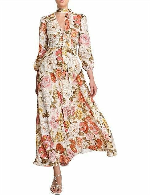 Zimmermann Bonita Linen Dress In Lemon Floral photo 2