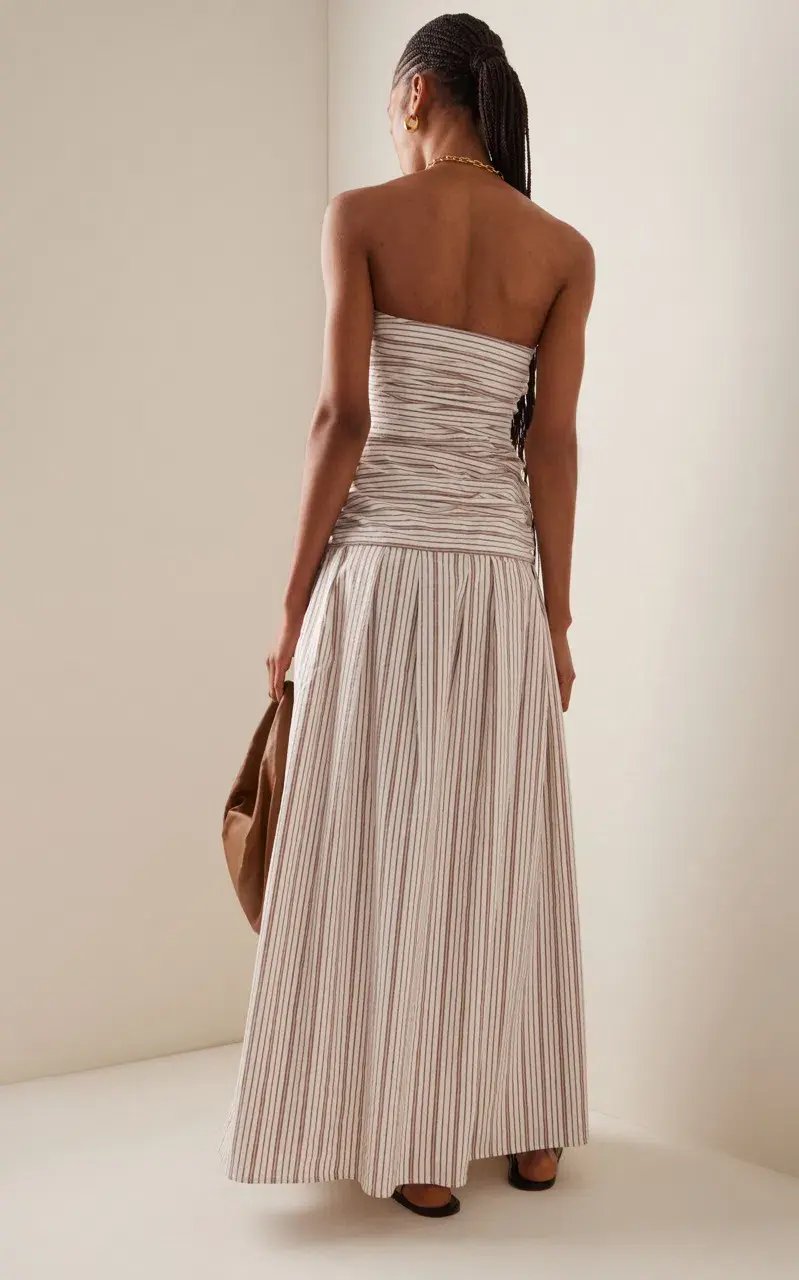 Anna Quan Isadora Strapless Maxi Dress Tobacco Stripe Size AU 6 photo 3