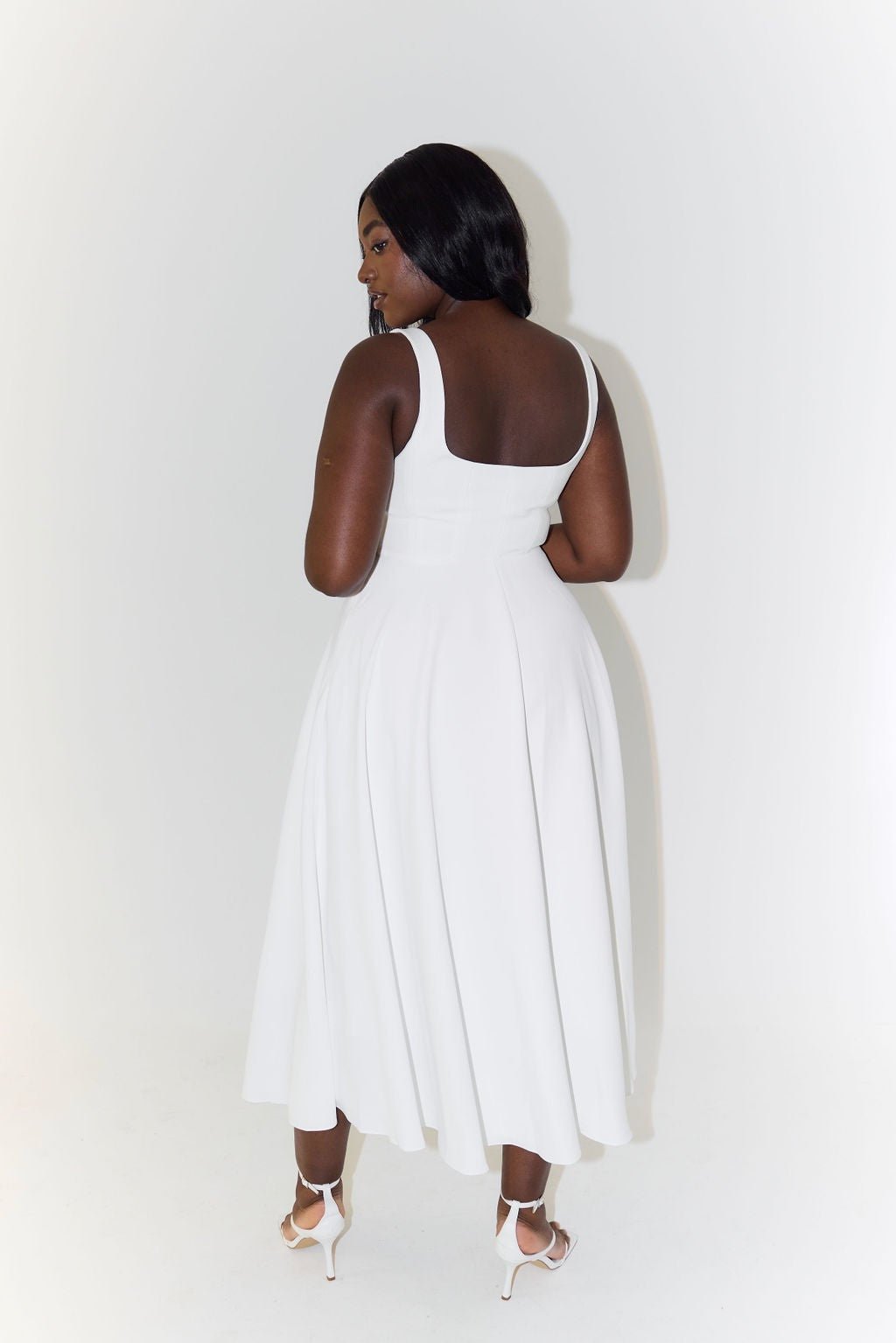 ODD MUSE THE ULTIMATE MUSE HIGH WAIST SQUARE NECK MIDI DRESS - WHITE photo 6