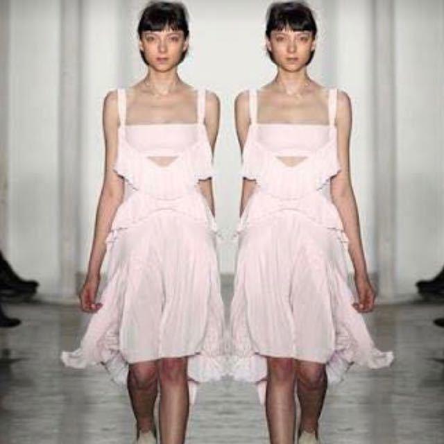 DION LEE -  "Broken Pinafore" Dress in Black with Pink strap (back) photo 4