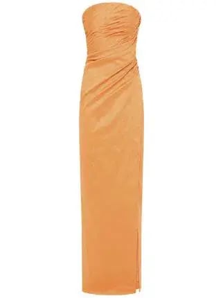 Rachel Gilbert Mira Strapless Gown Orange Amber Size 8 photo 4