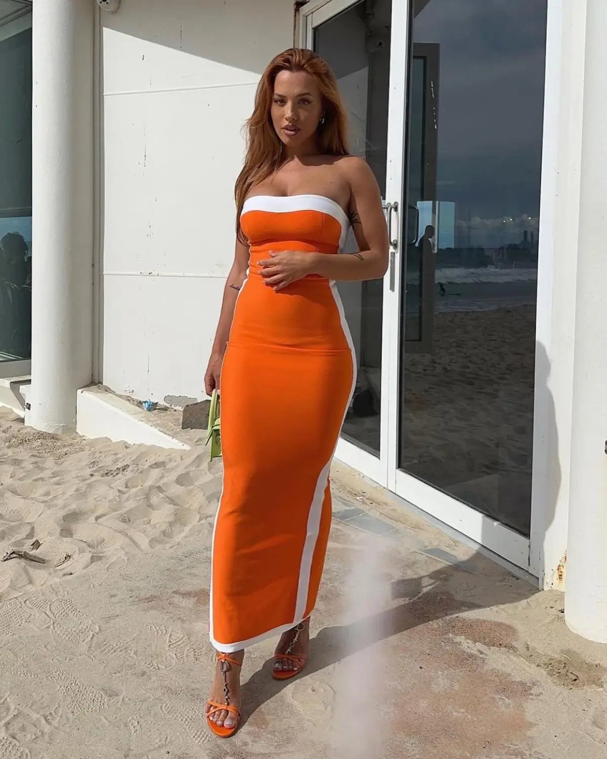 Bianca & Bridgett Ashley Midi Dress Orange Size 6 photo 7