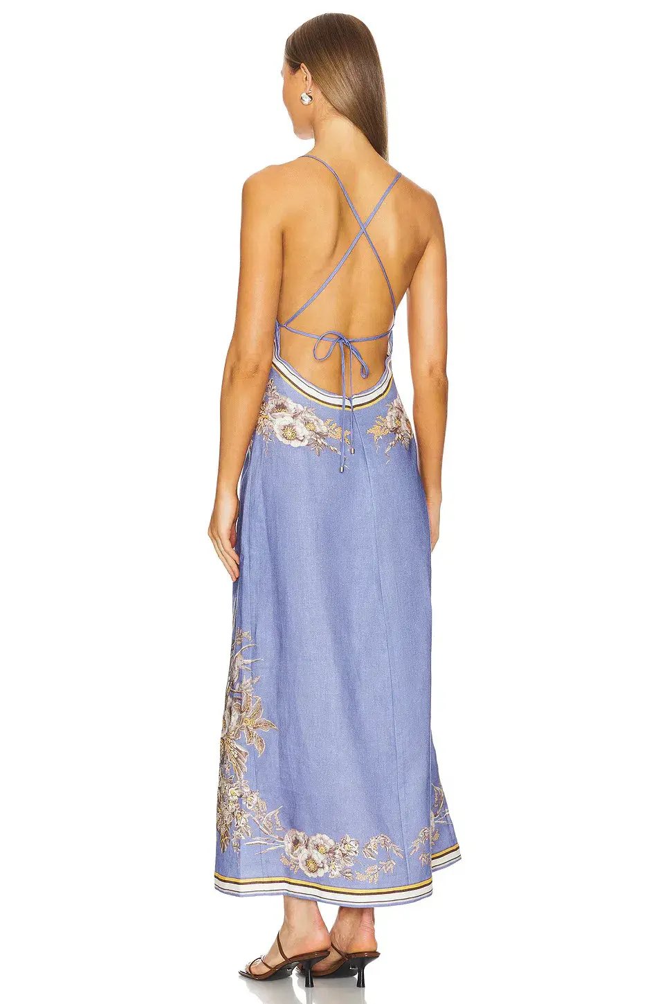 Zimmermann Ottie Slip Midi Dress Blue Floral Size OP photo 3