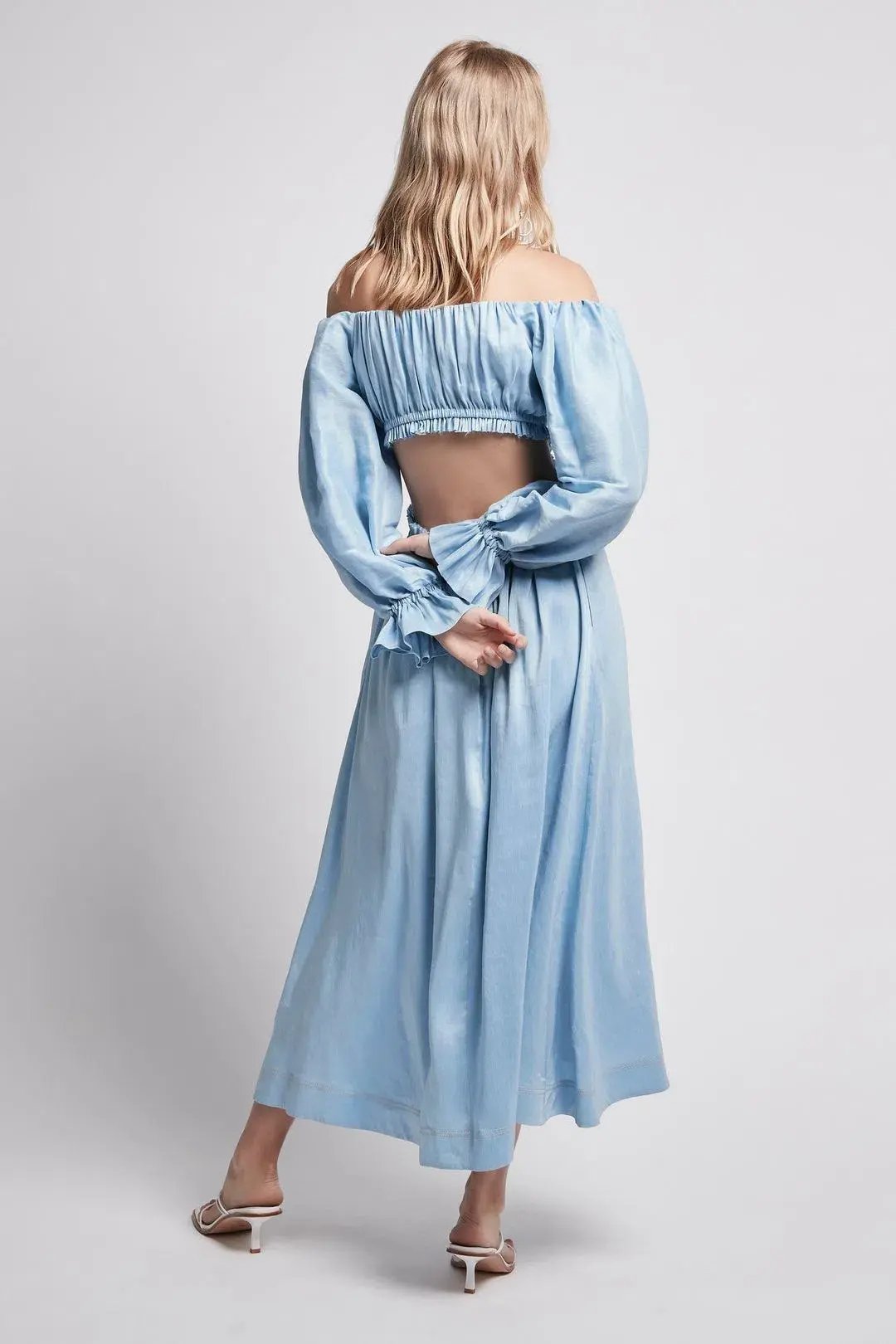 Aje Overture Blouson Midi Dress Blue Size 4 photo 3