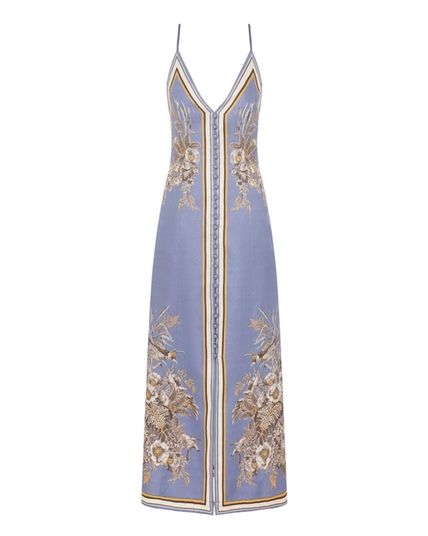 Zimmermann Ottie Slip Dress In Blue Flora photo 2