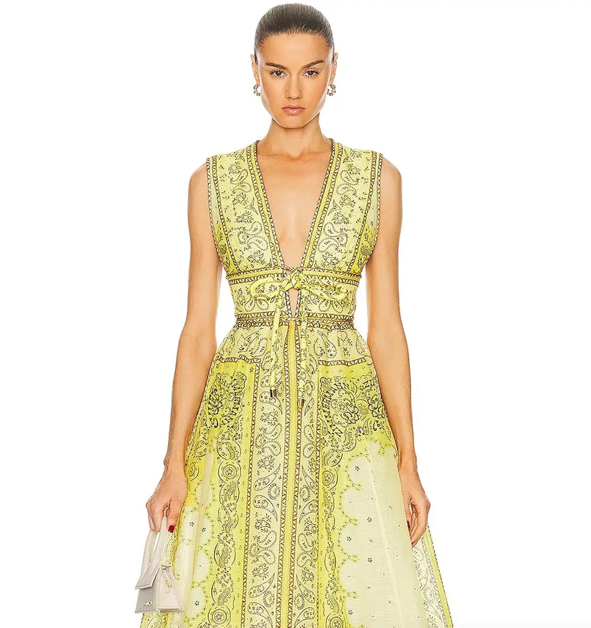 Zimmermann Matchmaker Bow Long Dress Yellow Bandana Print Size 0P / AU 6 photo 3
