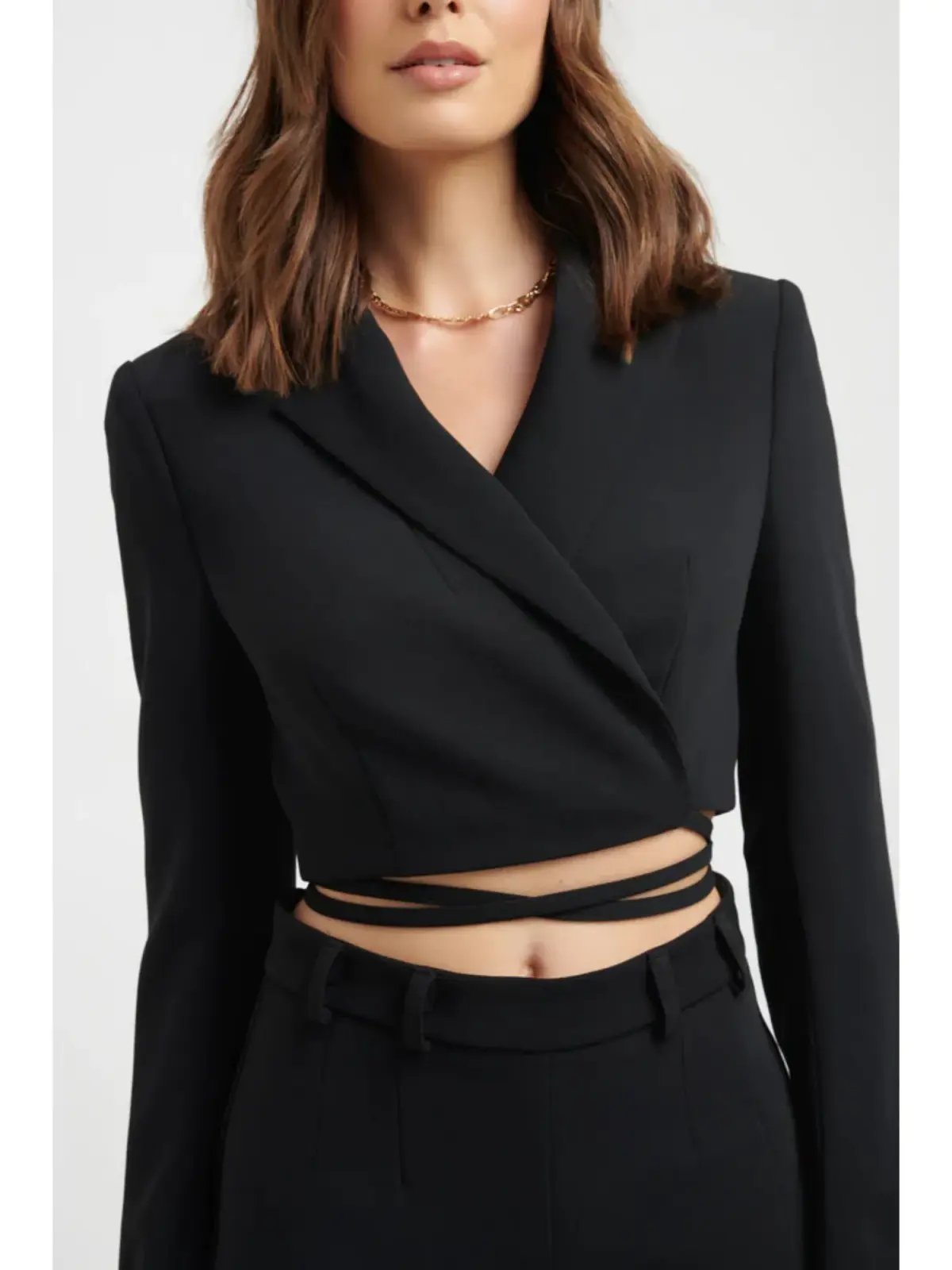 Kookai Lux Crop Blazer and Delta Long Flare Pants in Black Size AU 8 photo 3