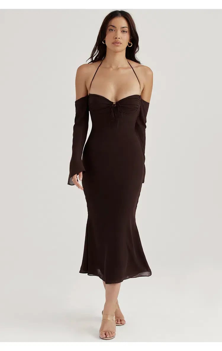House of CB Naomi Halter Midi Dress Brown Size S / Au 8 photo 3