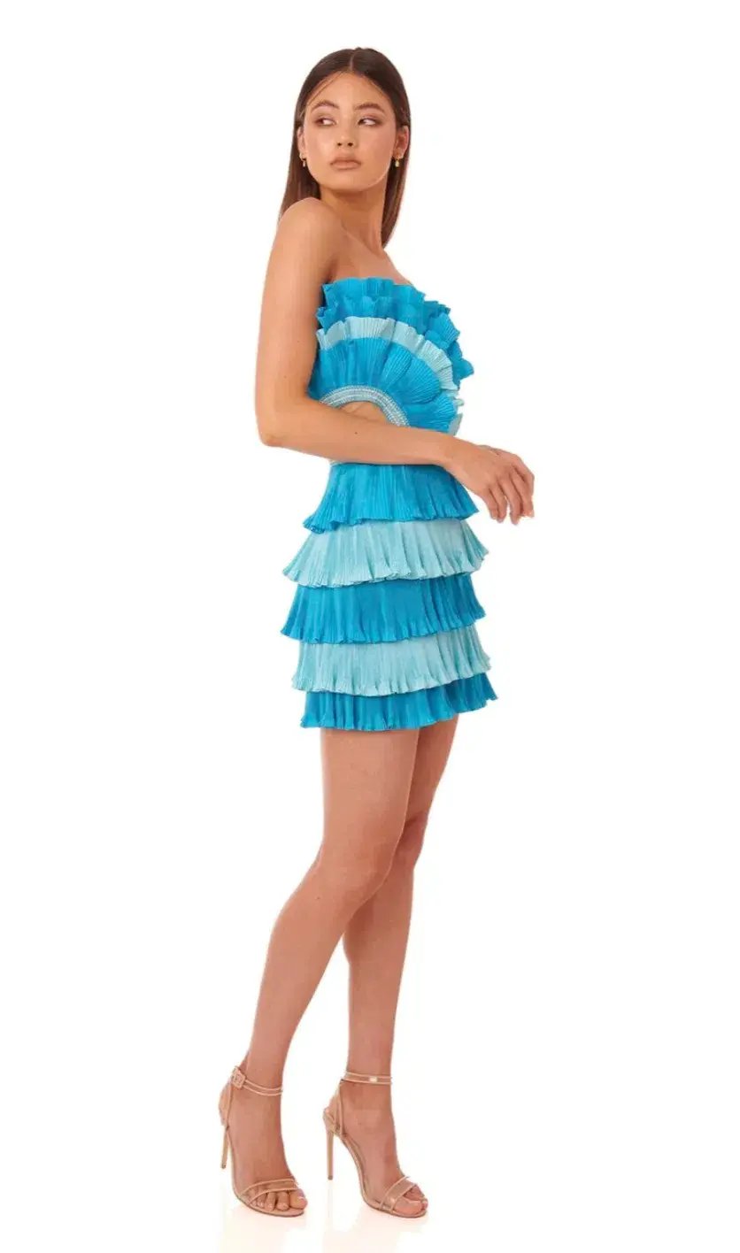 Eliya the Label Josephine Mini Ruffled Dress Blue photo 3