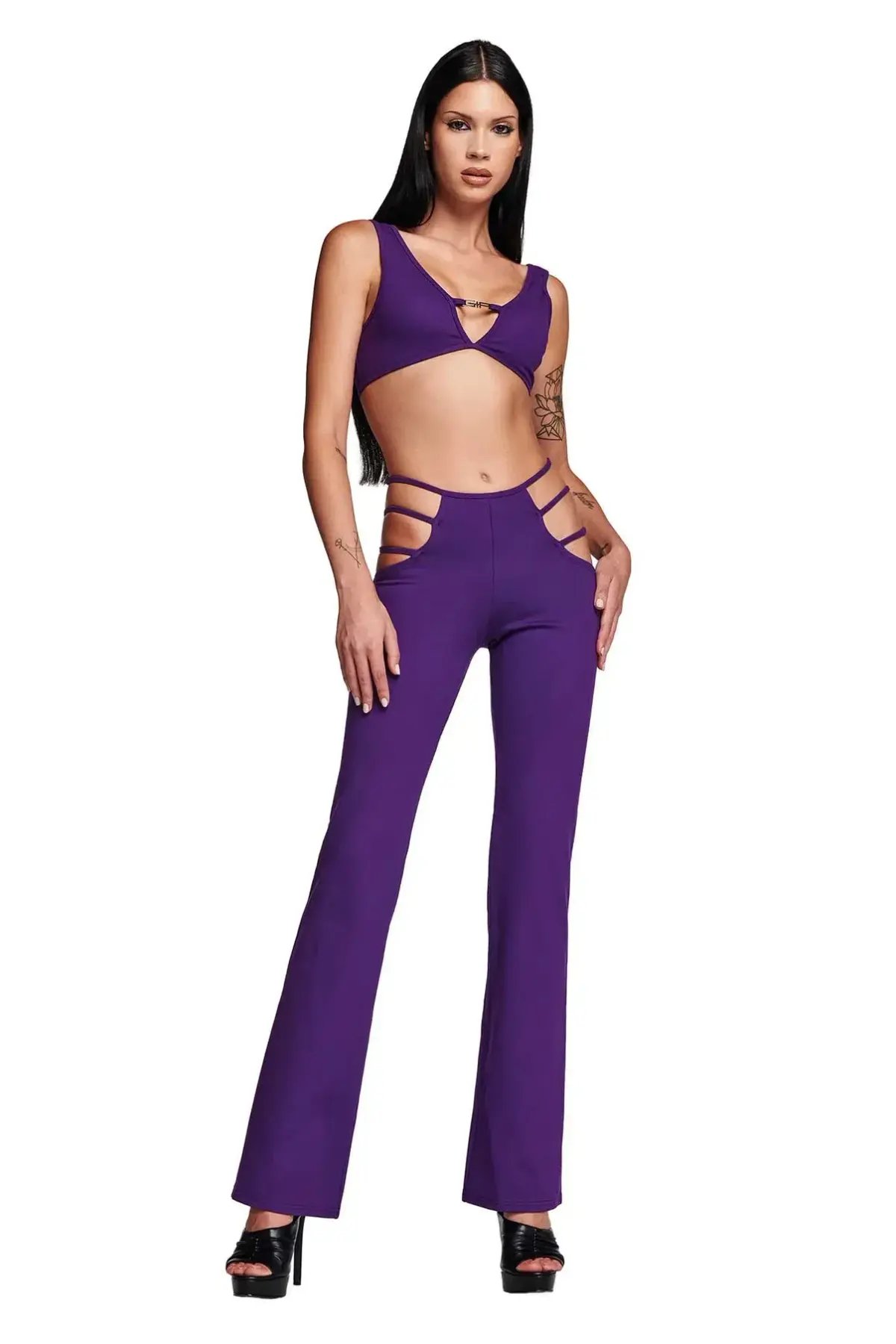 I. AM. GIA Lucid Crop Top & Pants Set Purple Size S/AU 8 photo 3