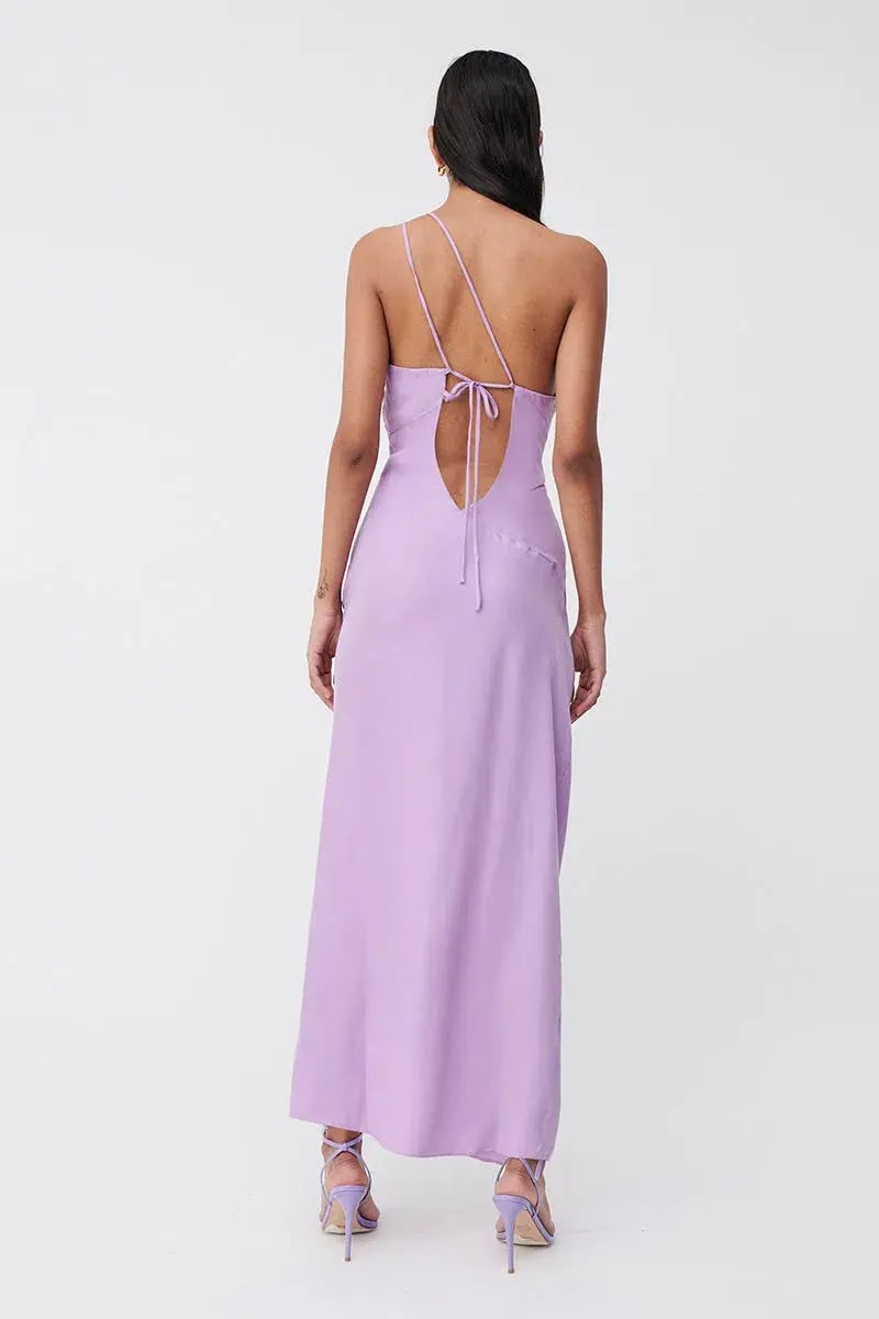Suboo Andy Asymmetric Ruched Slip Midi Dress Lavender Size XS / Au 6 photo 3