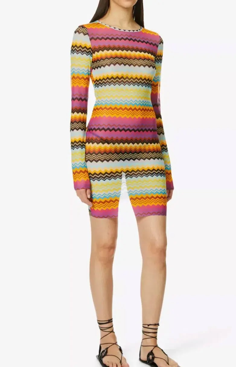 Missoni Zigzag Semi-Sheer Knitted Mini Dress Multi Size AU 6 photo 2