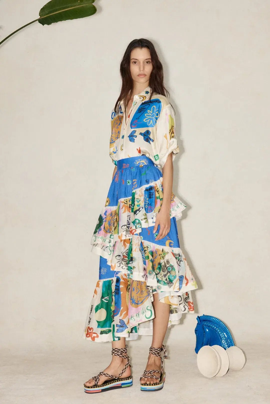 Alemais Soleil Oversized Shirt and Ruffle Skirt Set Print Size 14 photo 2