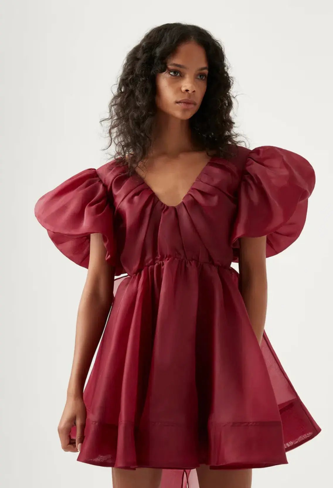 Aje Gretta Organza Mini Dress Burgundy Size 10 photo 2