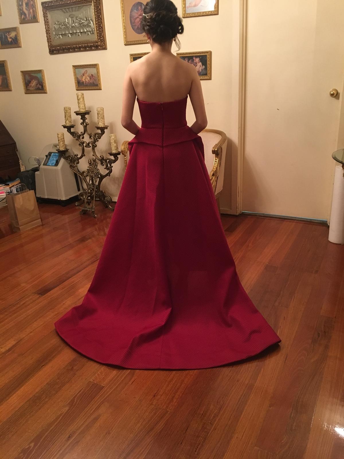 Bariano Taylor Strapless Ball Gown Burgundy Size 6 photo 2