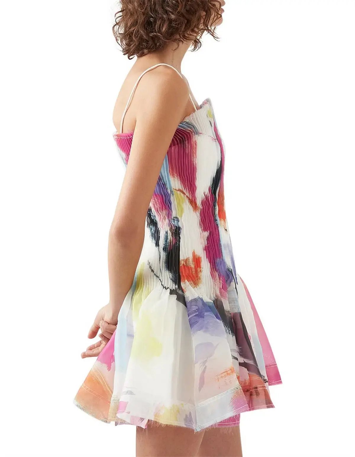 Aje Celestial Pleated Mini Dress Multi Size 8 photo 3