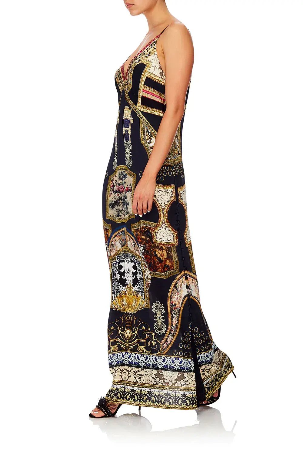 Camilla Midnight Meeting Long Godet Maxi Slip Dress Size 8 photo 2