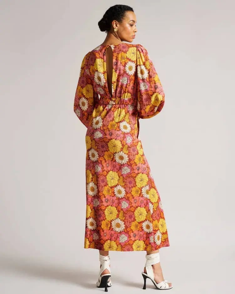 Ted Baker Lelyah Floral Blouson Maxi Dress Multi Size 8 photo 3