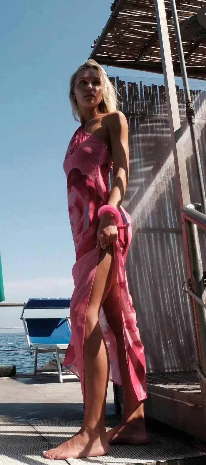 With Harper One Shoulder Sheer Maxi in Pink Rose Size Small / AU 8 photo 8