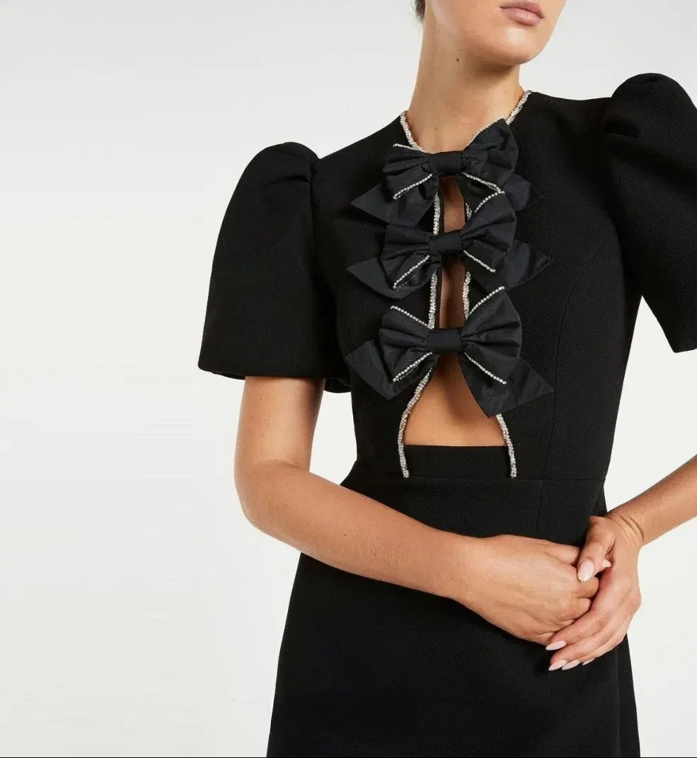 Rebecca Vallance Katie Bow Mini Dress Black Size 12 photo 2