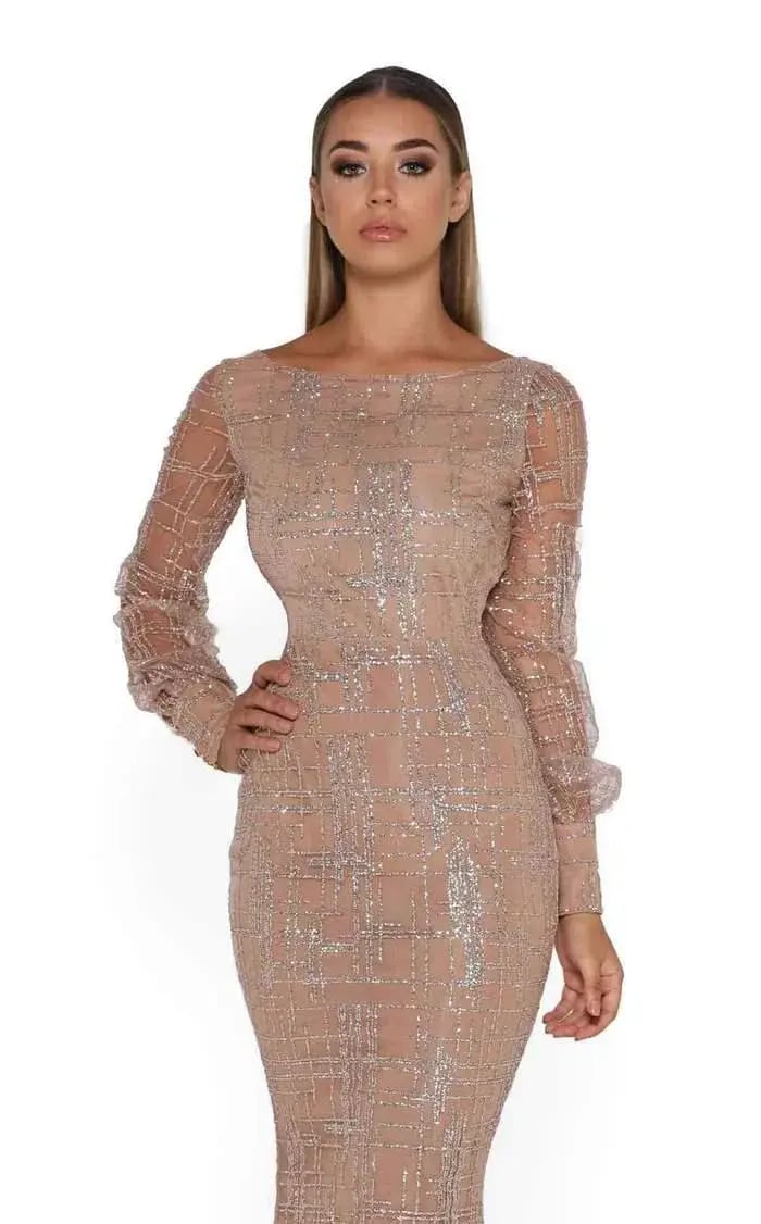 Portia And Scarlett 17655T Long Sleeve Dress Nude Size 8 photo 2