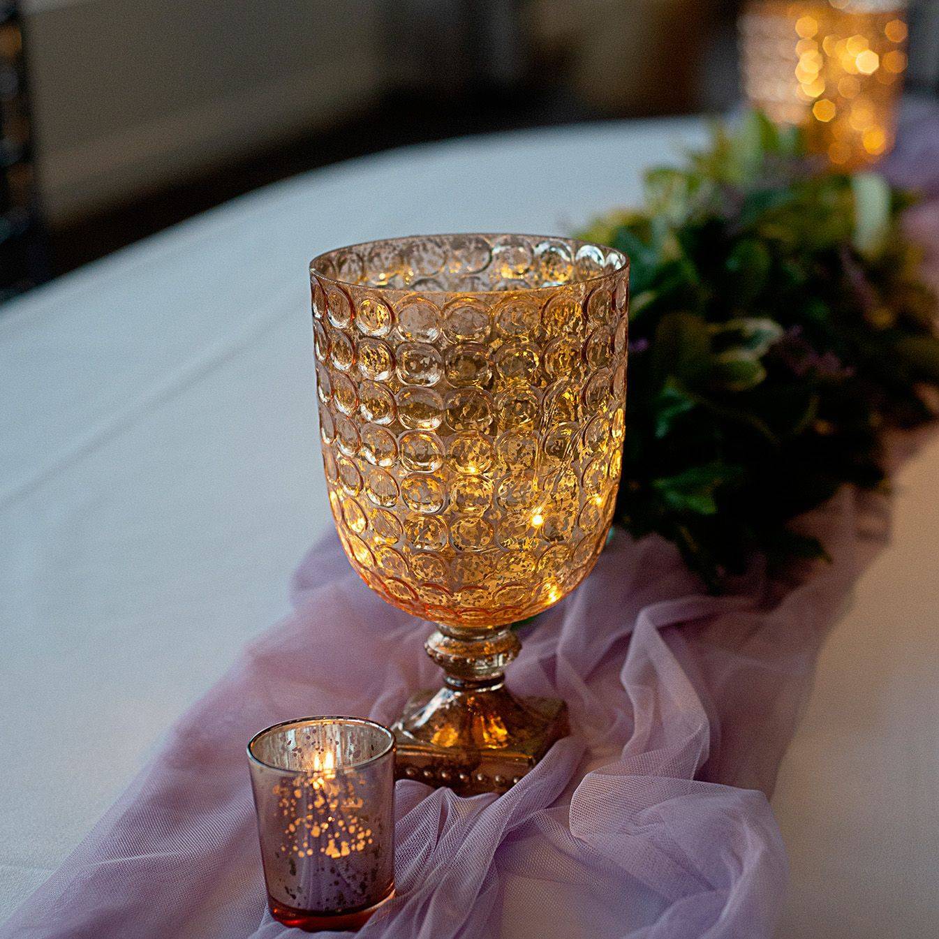 Rose Gold Mercury Glass Votives with 9hr tea lights photo 2