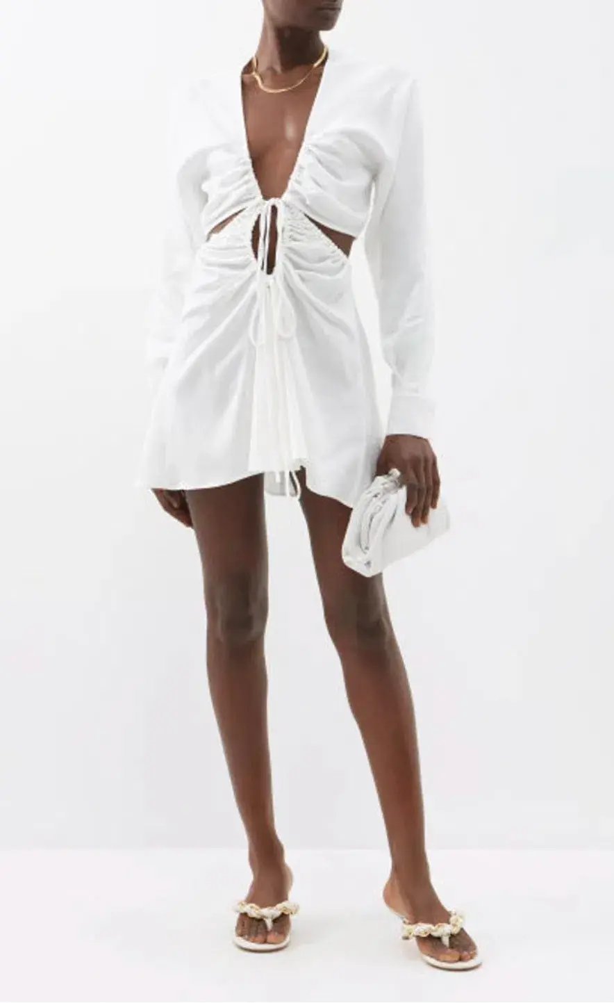 Christopher Esber V-neck Cut Out Mini Dress White Size 10 photo 2