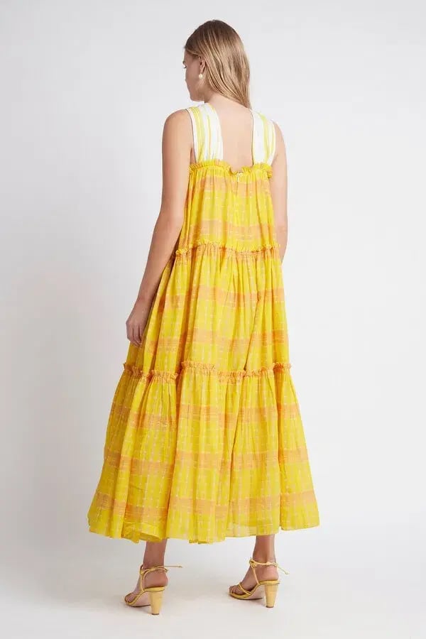 Aje Wilderness Tiered Maxi Dress Yellow Size AU 6 / US 2 photo 3
