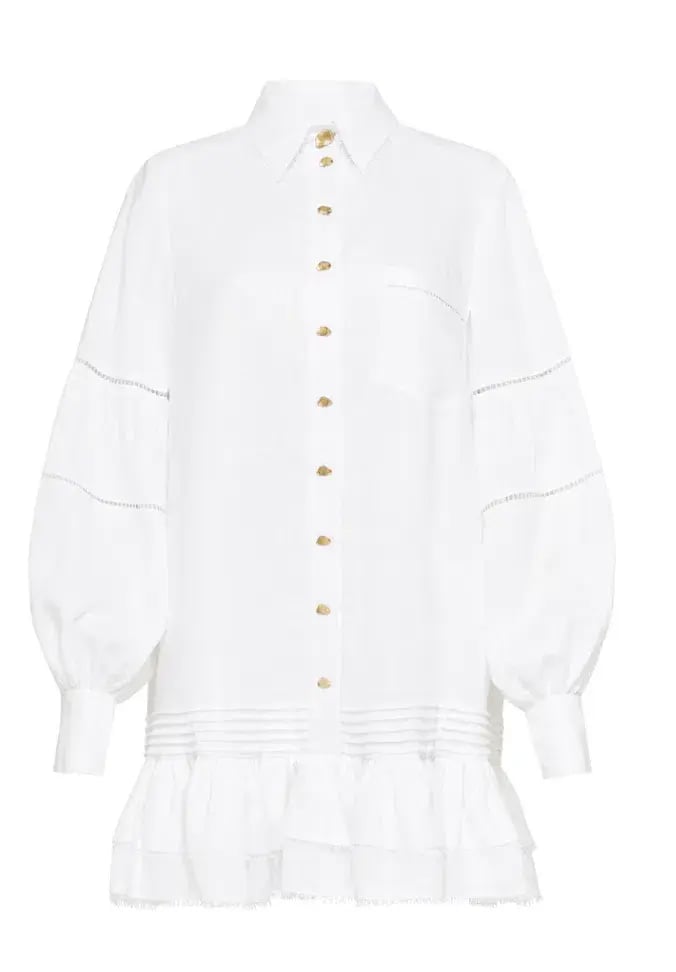 Aje Lotus Shirt Dress White Size 16 photo 4