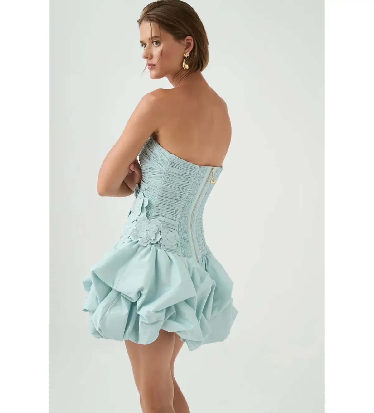 AJE Splendour Mini Dress In Silver Blue Size 10 photo 4