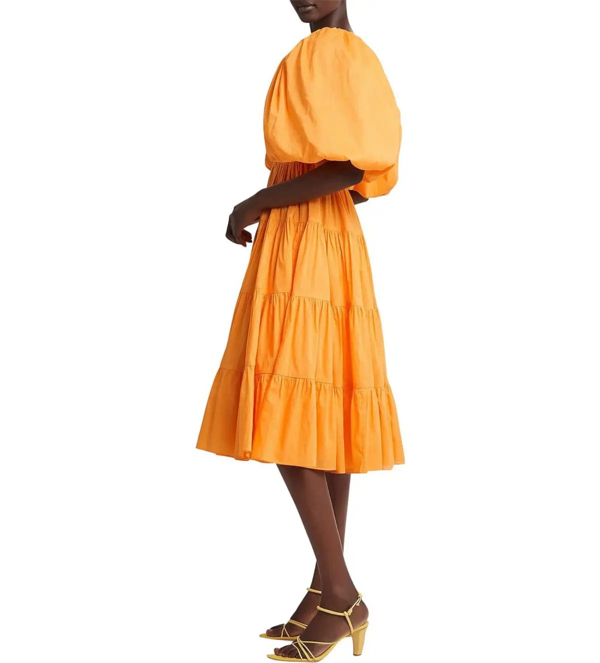 Aje Cherished Puff Sleeve Midi Dress Orange Size AU 10 photo 2