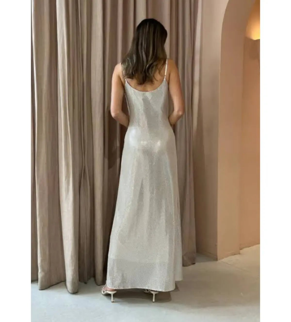Manning Cartell High Voltage Slip Maxi Dress Nude Silver Size 12 photo 6
