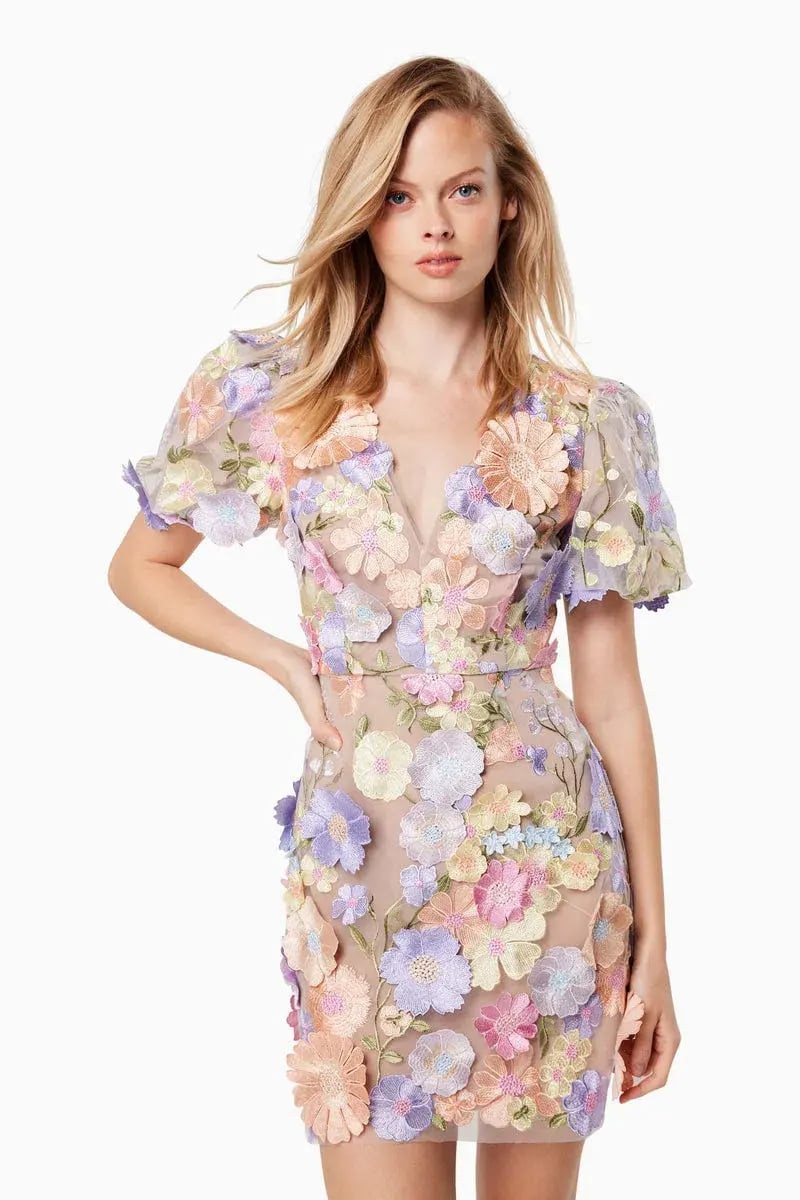 Elliatt Anthea 3D Mini Dress in Multi Floral Size Large / AU 12 photo 2