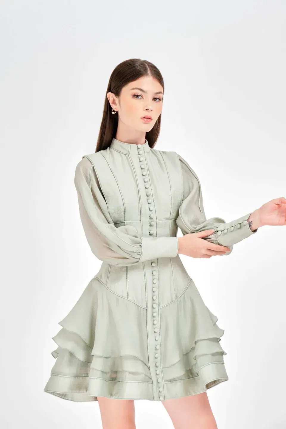 Justin Tong Xander Mini Dress Green Size 8 photo 2