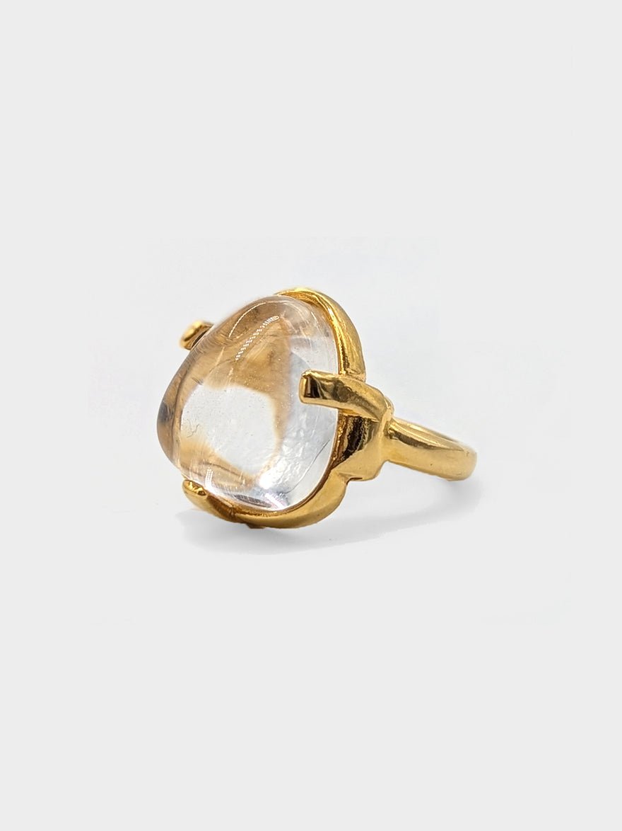 Kenneth Jay Lane Glass Cabochon ring Gold photo 3